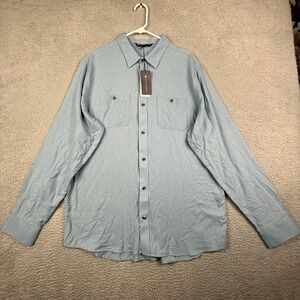 Travis Mathew Cloud Flannel Long Sleeve Button Up Shirt Light Blue Men's Size L